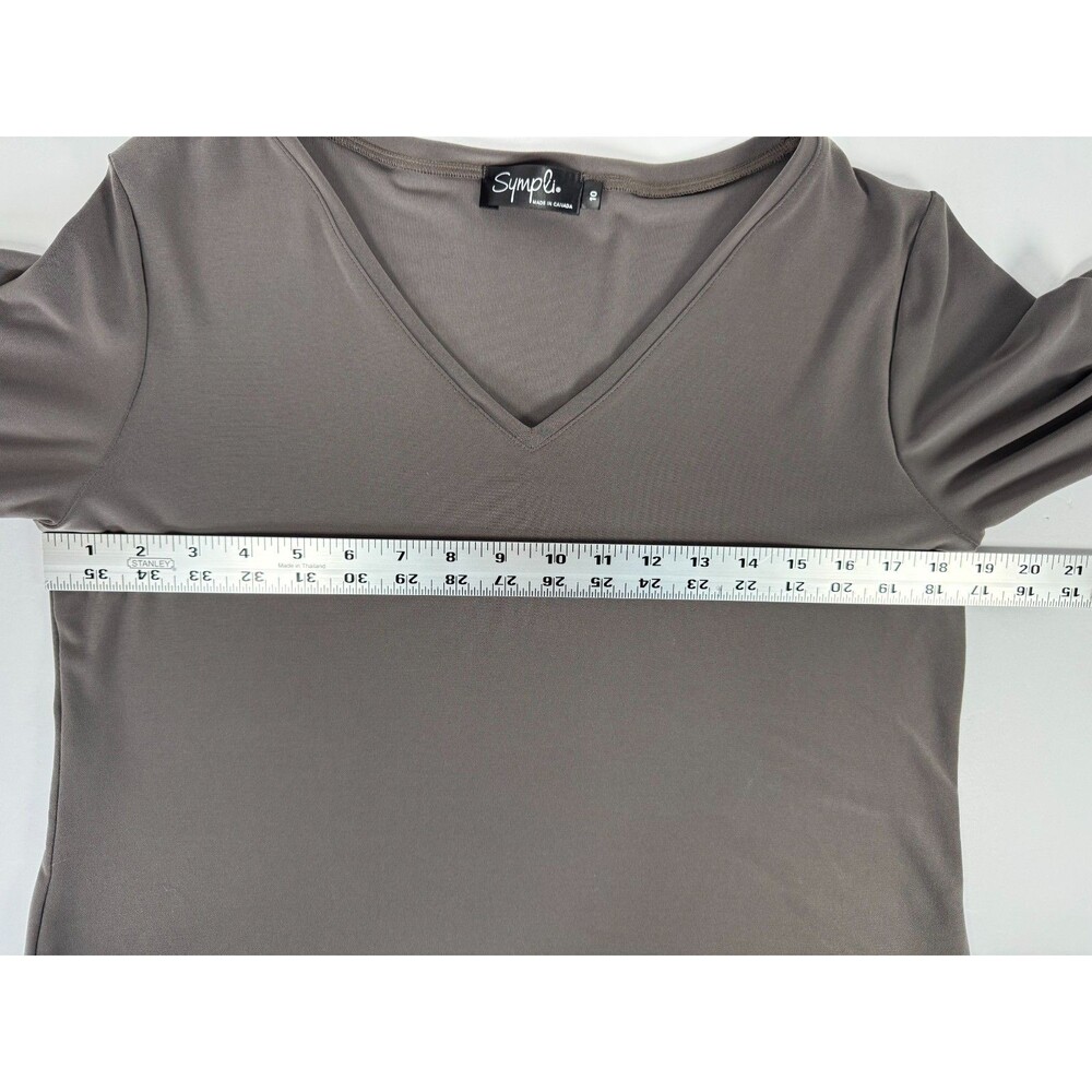 Sympli Top Womens 10‎ Brown V Neck Stretch Travel Minimalist Made in Canada - Picture 8 of 12
